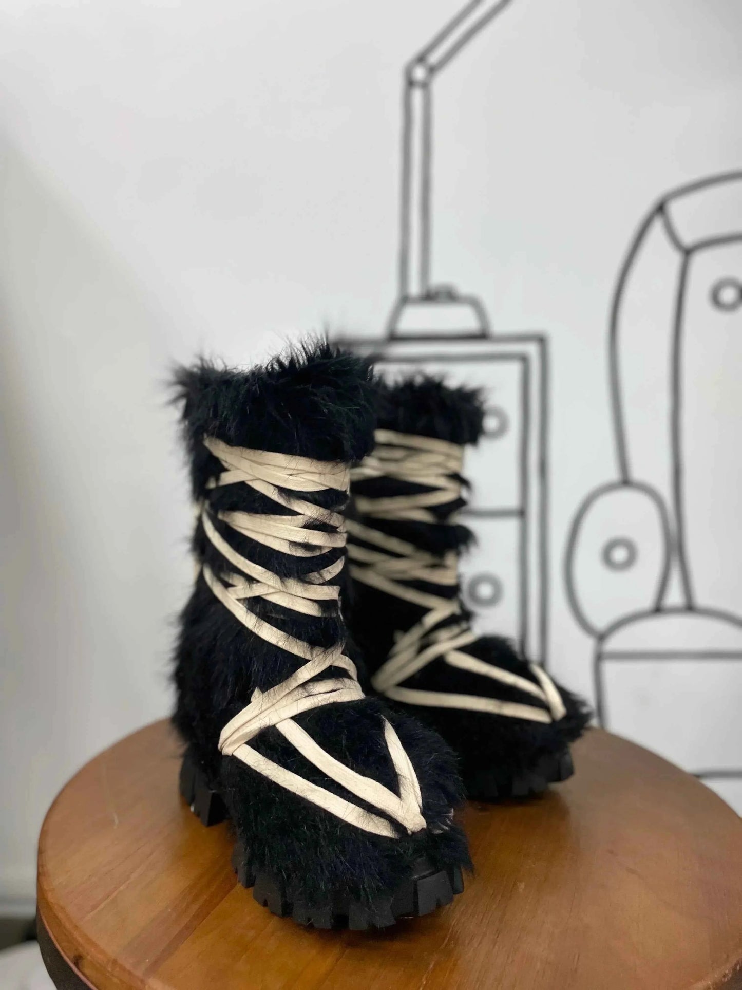 Black Winter Platform Fur Boot