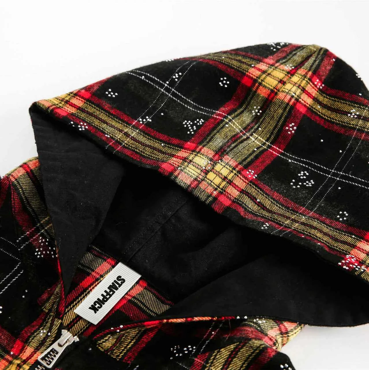 Plaid American Style Fake Two Piece Hooded Sweatshirt