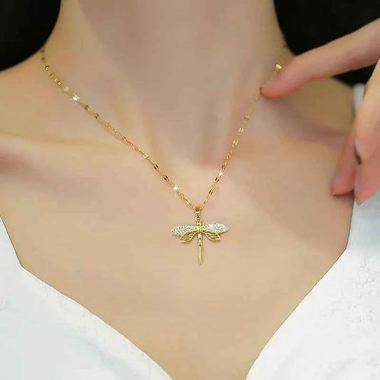 Dragonfly Pendant Stainless Steel Necklace
