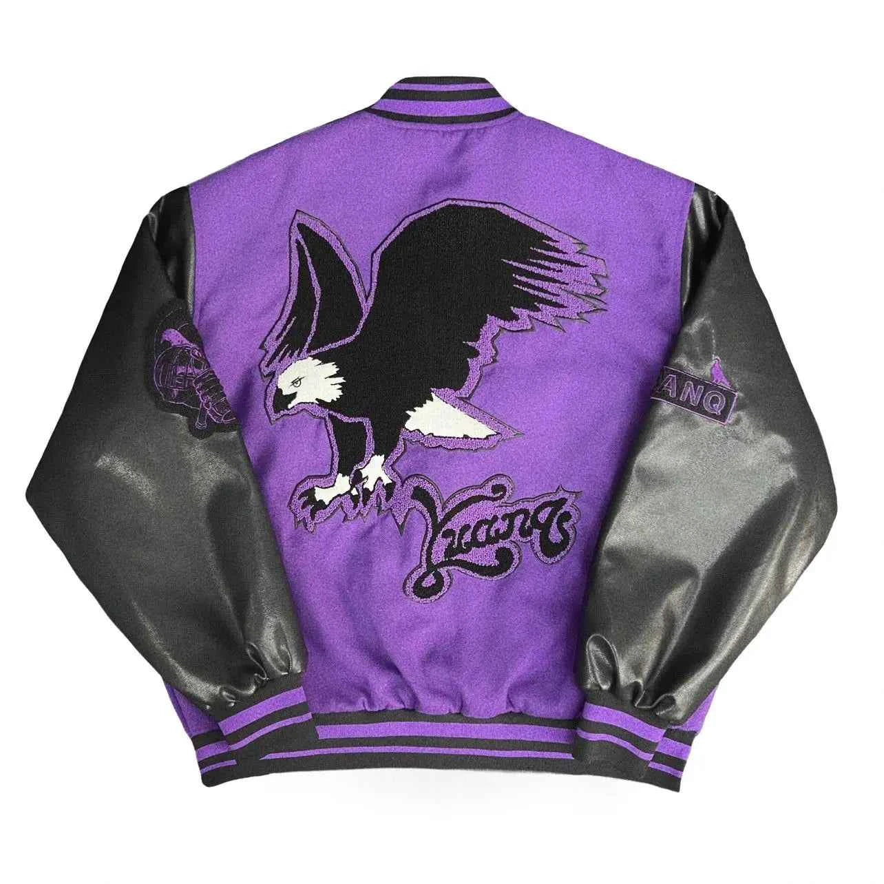 Retro Hip Hop Eagle Pattern Varsity Leather Jacket