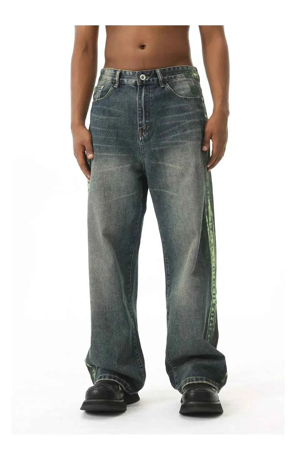 Retro Streetwear Striped Baggy Hip Hop Jeans