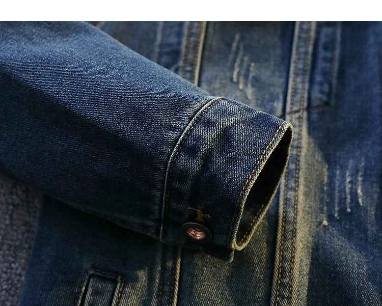 Embroidered Turn Down Collar Loose Denim Jacket