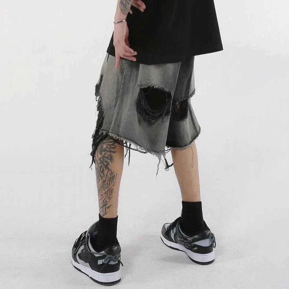 Featherlight Ripped Washed Retro Denim Jorts