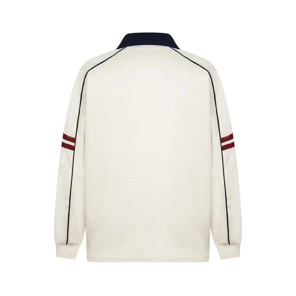Contrast Paneled Retro Loose Fit Letter Embroidery Sweatshirt