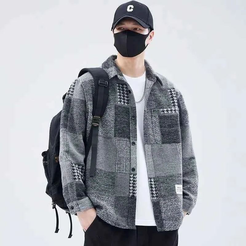 Classic Stylish Color Block Loose Lapel Jacket