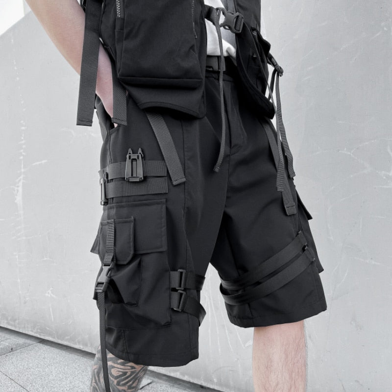 Techwear Multi Pocket Buckles Cargo Shorts