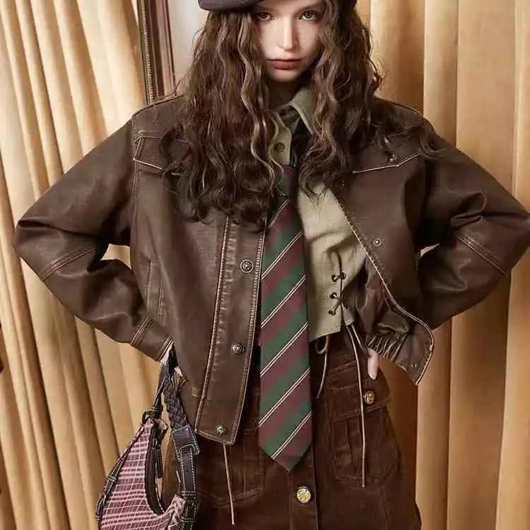 Vintage American Style Retro Maillard Style Jacket