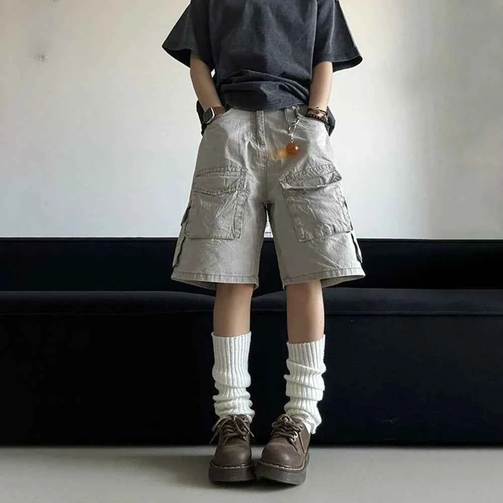 Solid Color Multi Pocket Work Short
