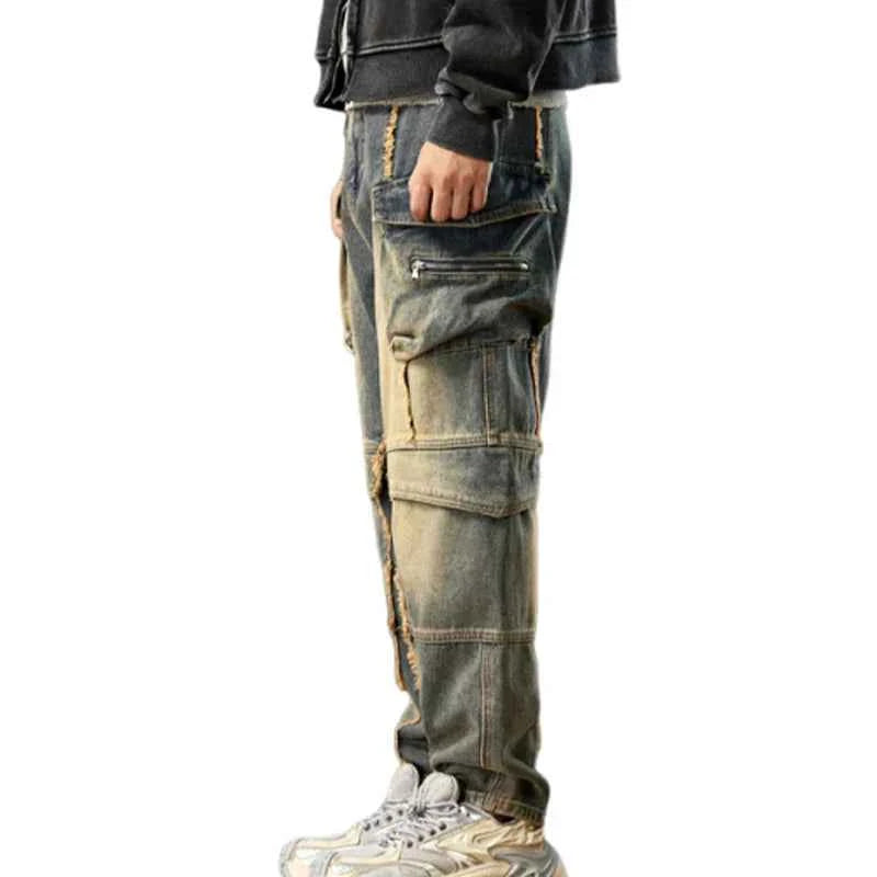 Trendy Distressed Loose-Fit Cargo Denim Jeans