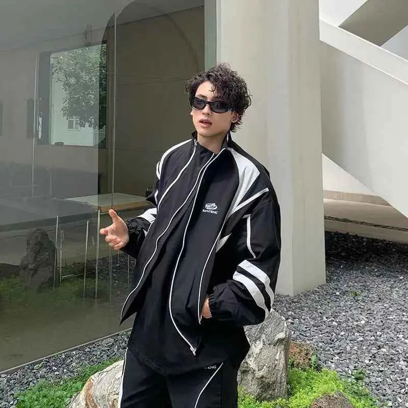 Y2K High-Quality Retro Patchwork Windbreaker Jacket
