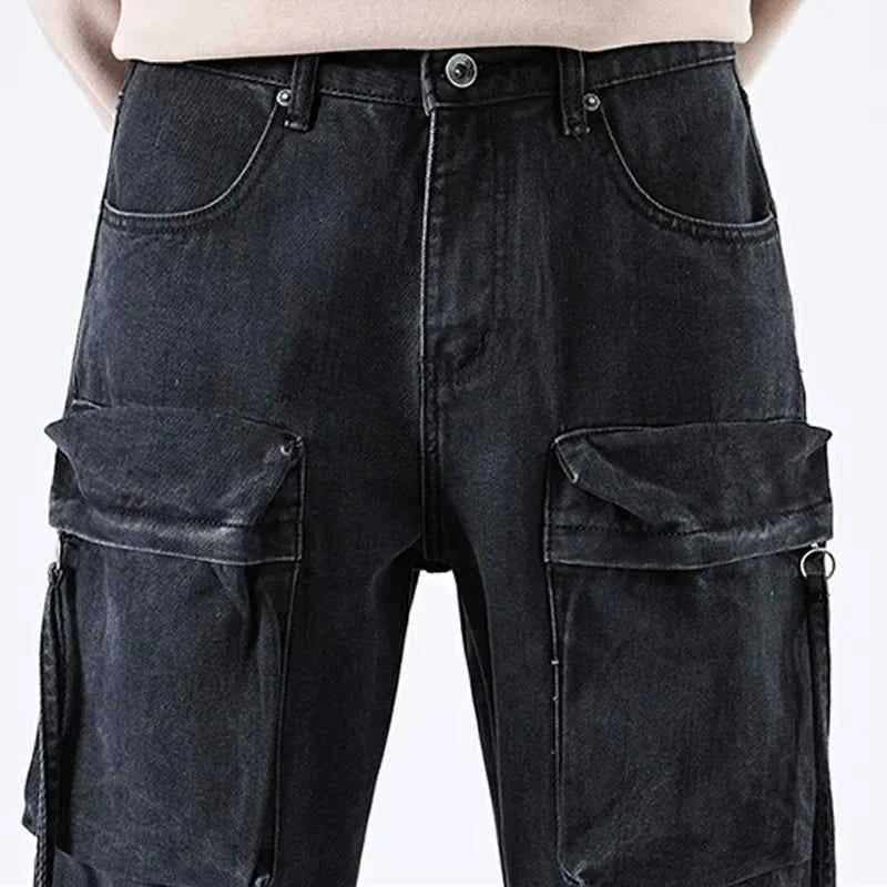 Vintage Hip Hop Loose Fit Multi Pocket Cargo Jeans