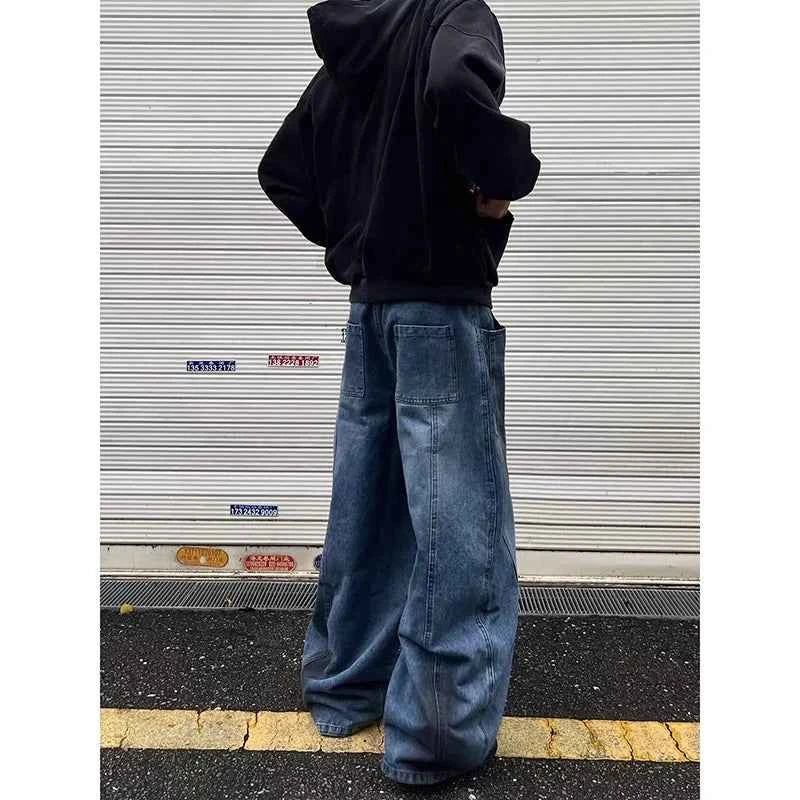 Men's Vintage Hip Hop High Waist Wide Leg Jeans
