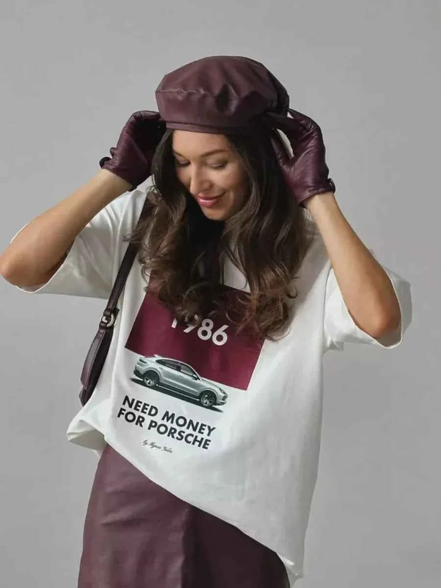 Women Lazy Round Neck Western Style T-Shirt