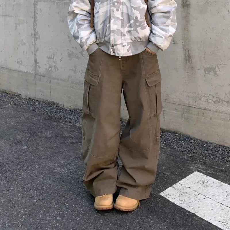 Retro Vintage Brown Wide Leg Baggy Jeans