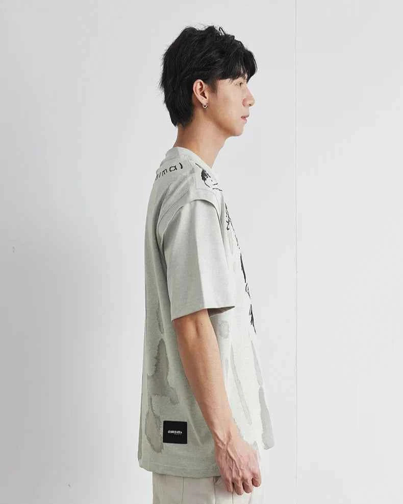 American Casual Comfort Style Foam Print Short T-Shirt