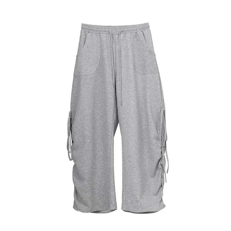 Soft Gray Drawstring Hip Hop Pants