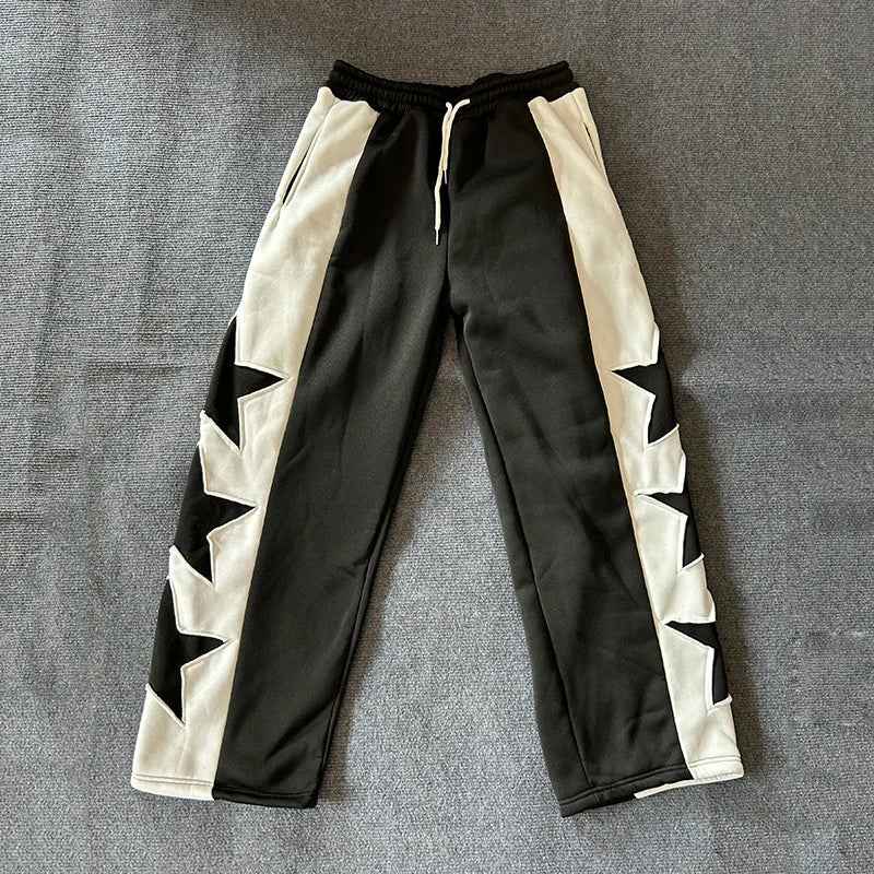 Star Patch Color Block Wide Leg Sweatpants