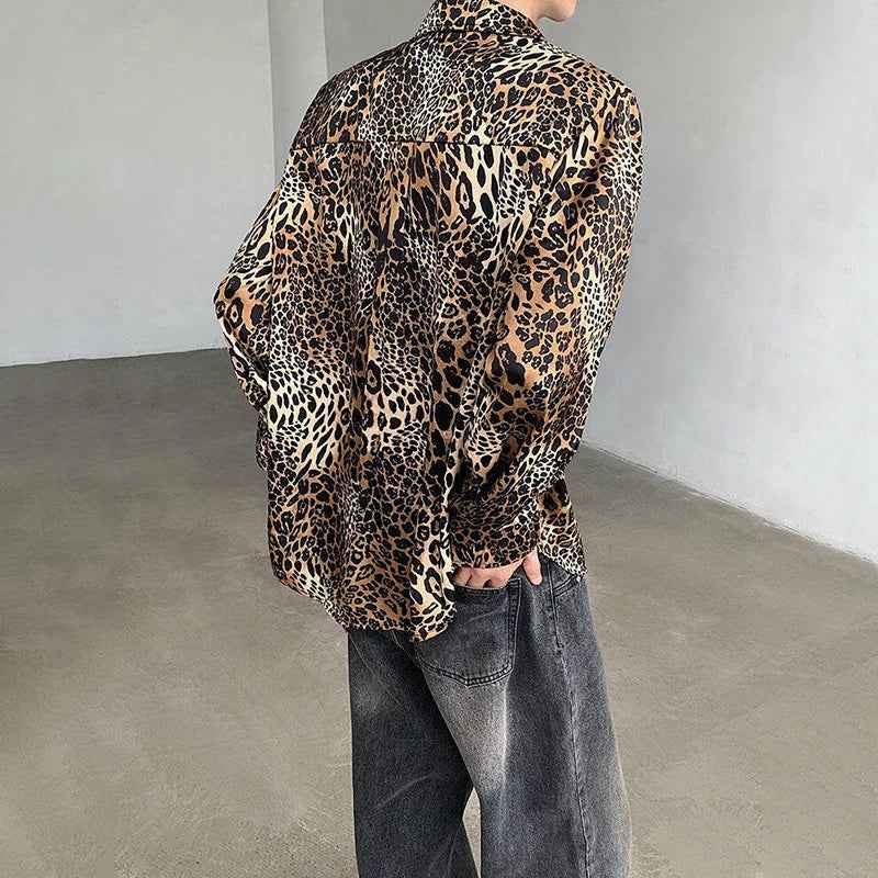 Elegant Leopard Print Long Sleeve Shirt