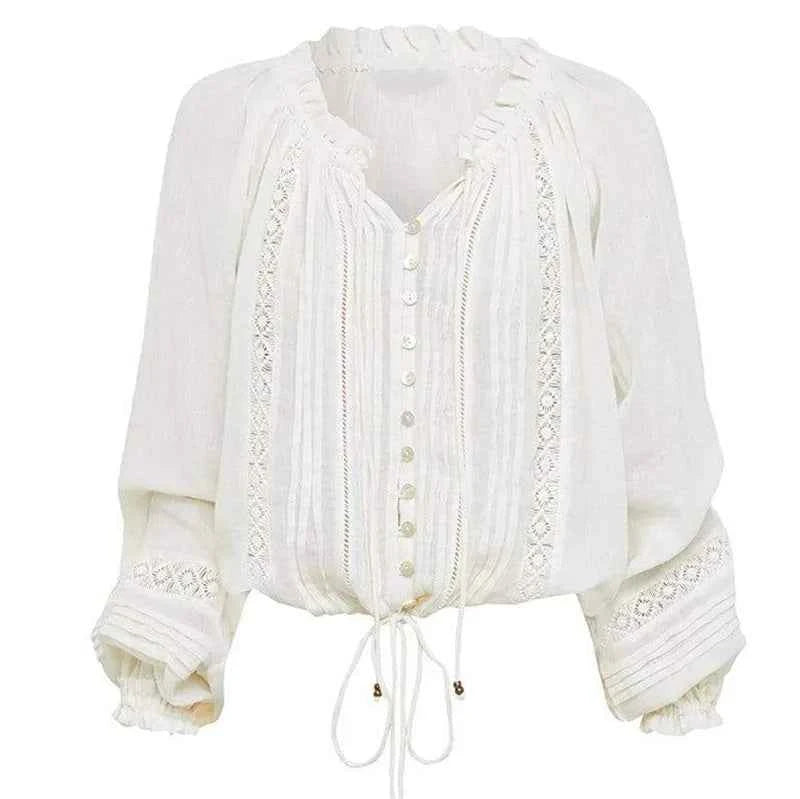 Vintage White Lace Lantern Sleeve Sweater