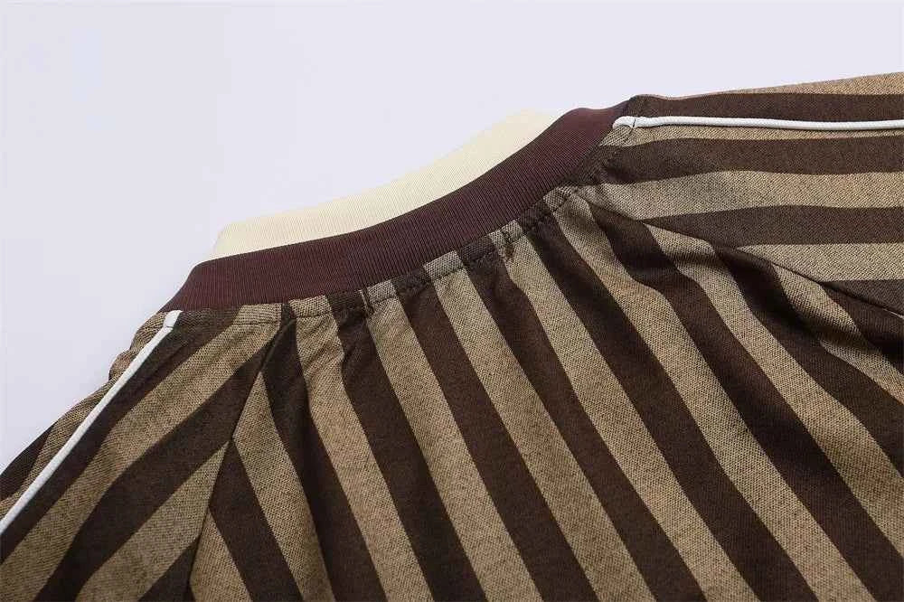 Summer Cool Retro Letter Print Vertical Stripes T-Shirt