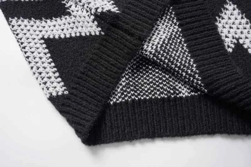 Streetwear Diamond Argyle Striped Knitted Sweater