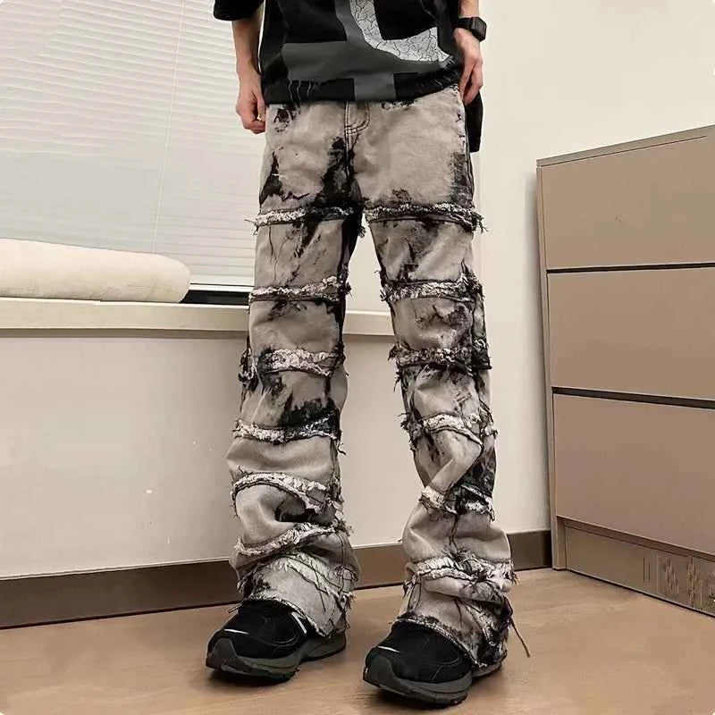 Streetwear Cyber Grey Stacked Baggy Jeans