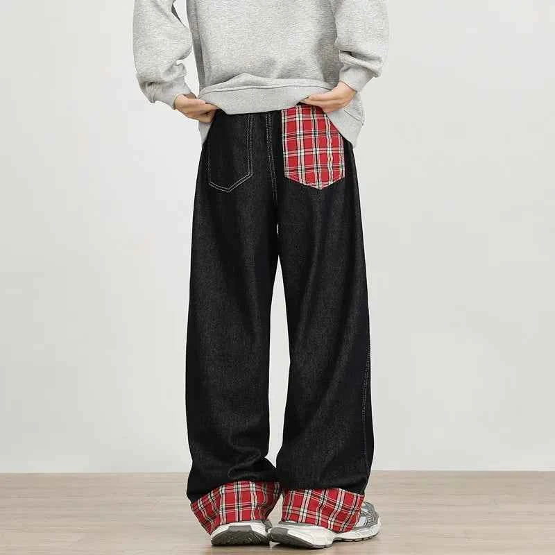 Luxury Straight & Sleek Patchwork Wide Leg Jeans