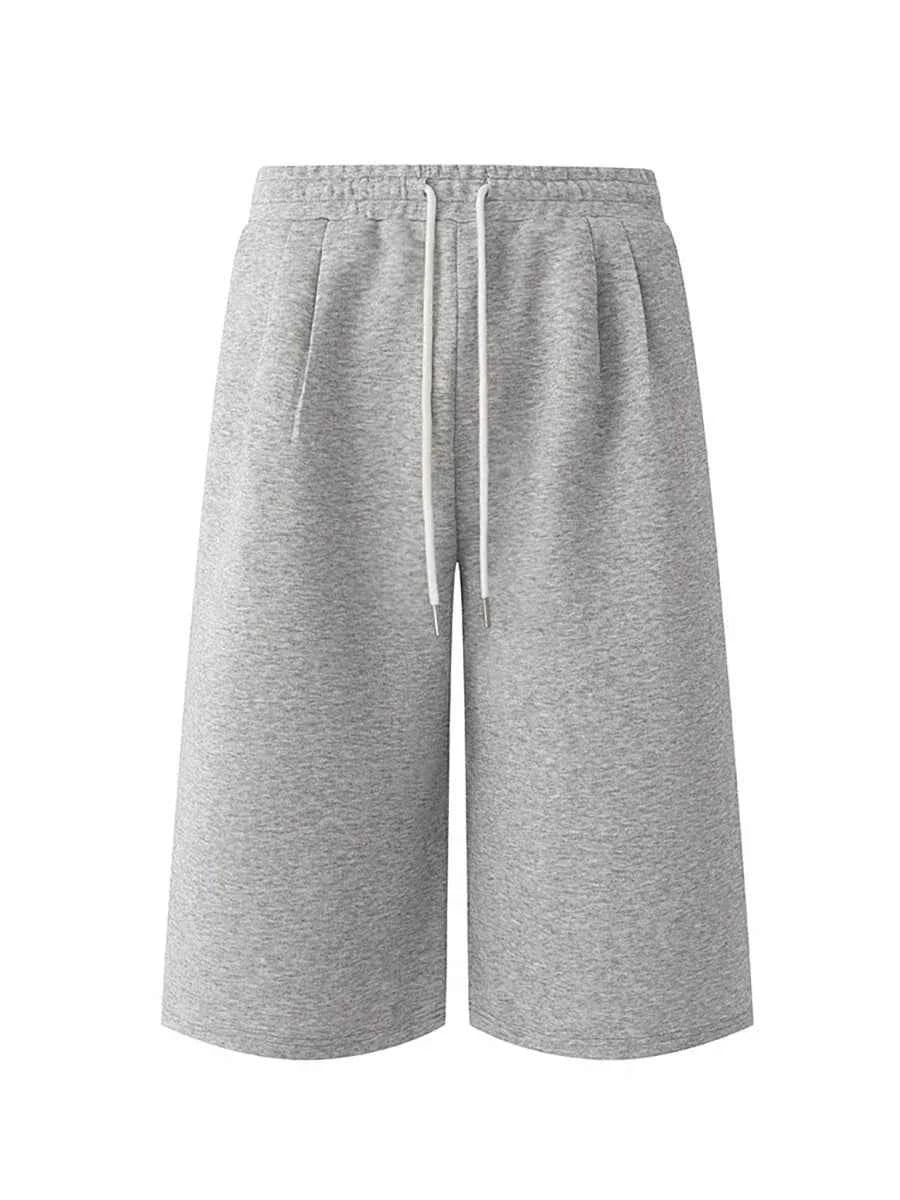 Soft Gray Loose Casual Drawstring Jorts
