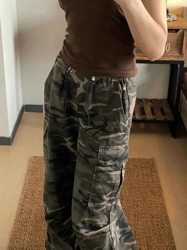Women Vintage Loose Camouflage Cargo Pants