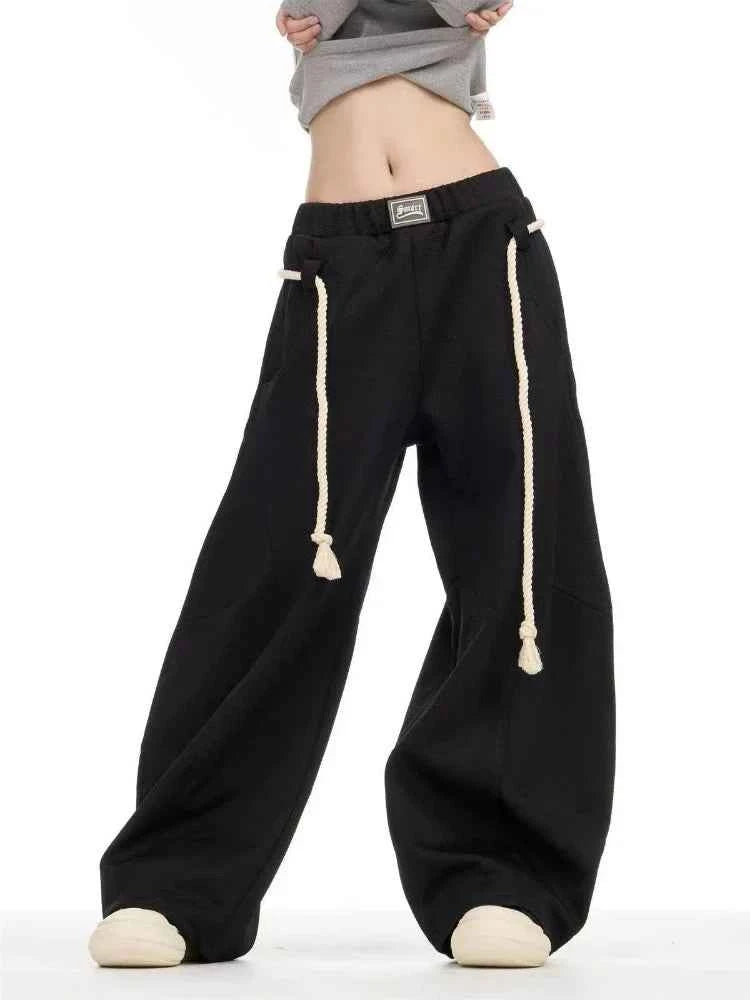 Effortless Cool Drawstring Wide Leg Sweatpants