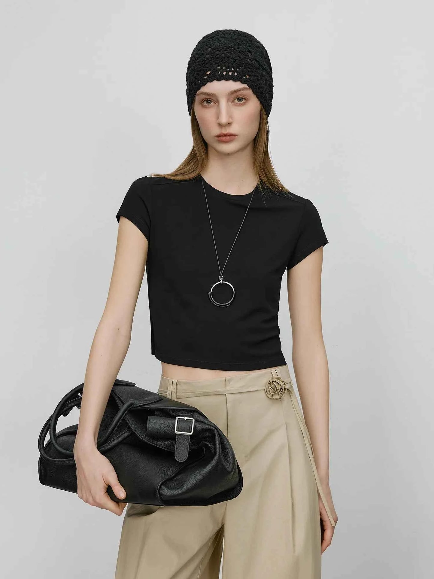 Women Hip Hop Black Slim Fit Ice-Feel T-Shirt