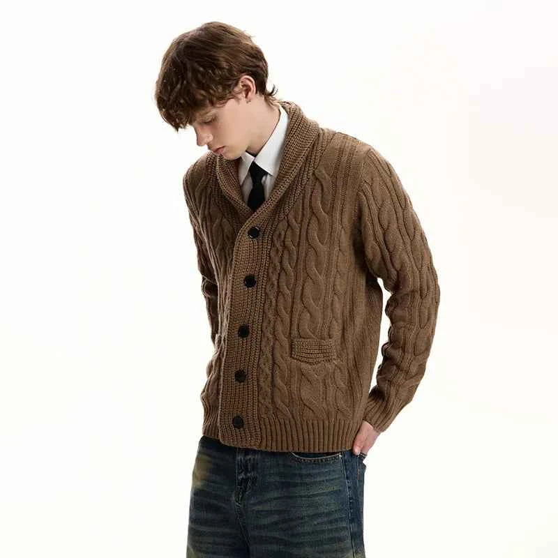 Elegant Textured Solid Color Knitted Cardigan