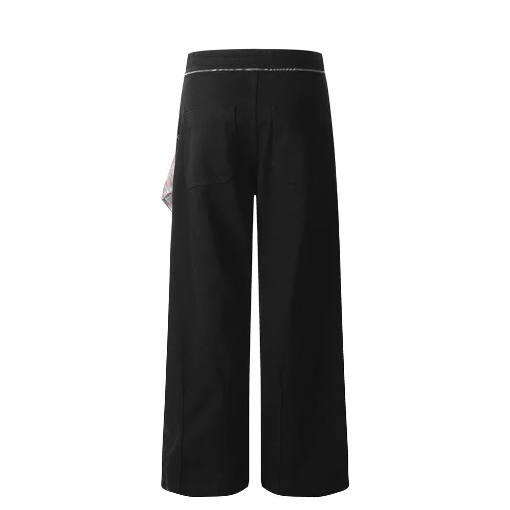 AURA Removable Patchwork Wide Leg Hip Jeans - Luxuryurbanwear