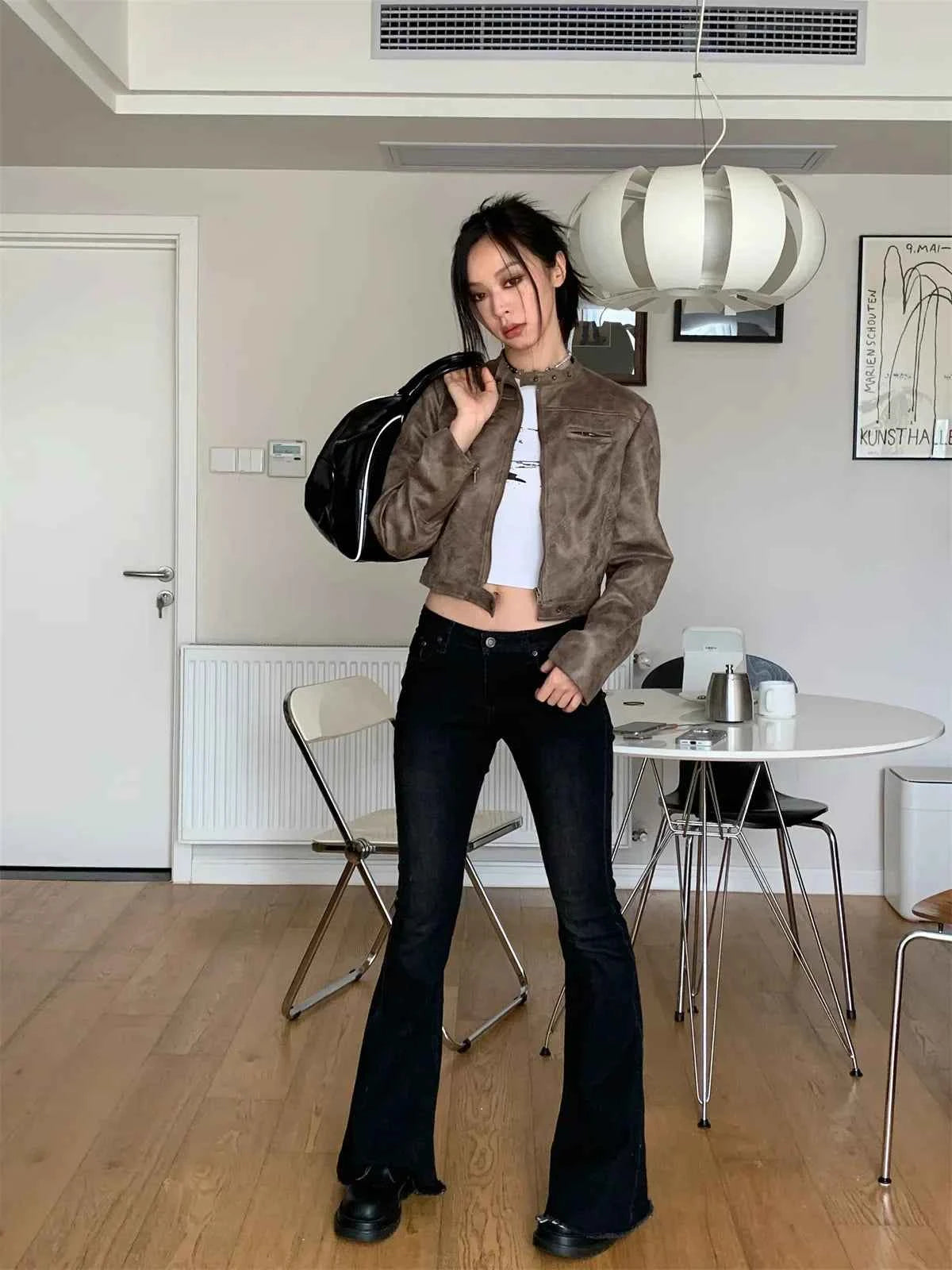 Streetwear Chic Korean Style Leather Motorcycle Jacket
