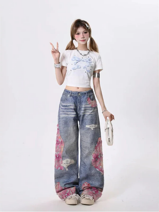 Women Cool Vintage Ripped Hollow Out Tassels Jeans - Luxuryurbanwear