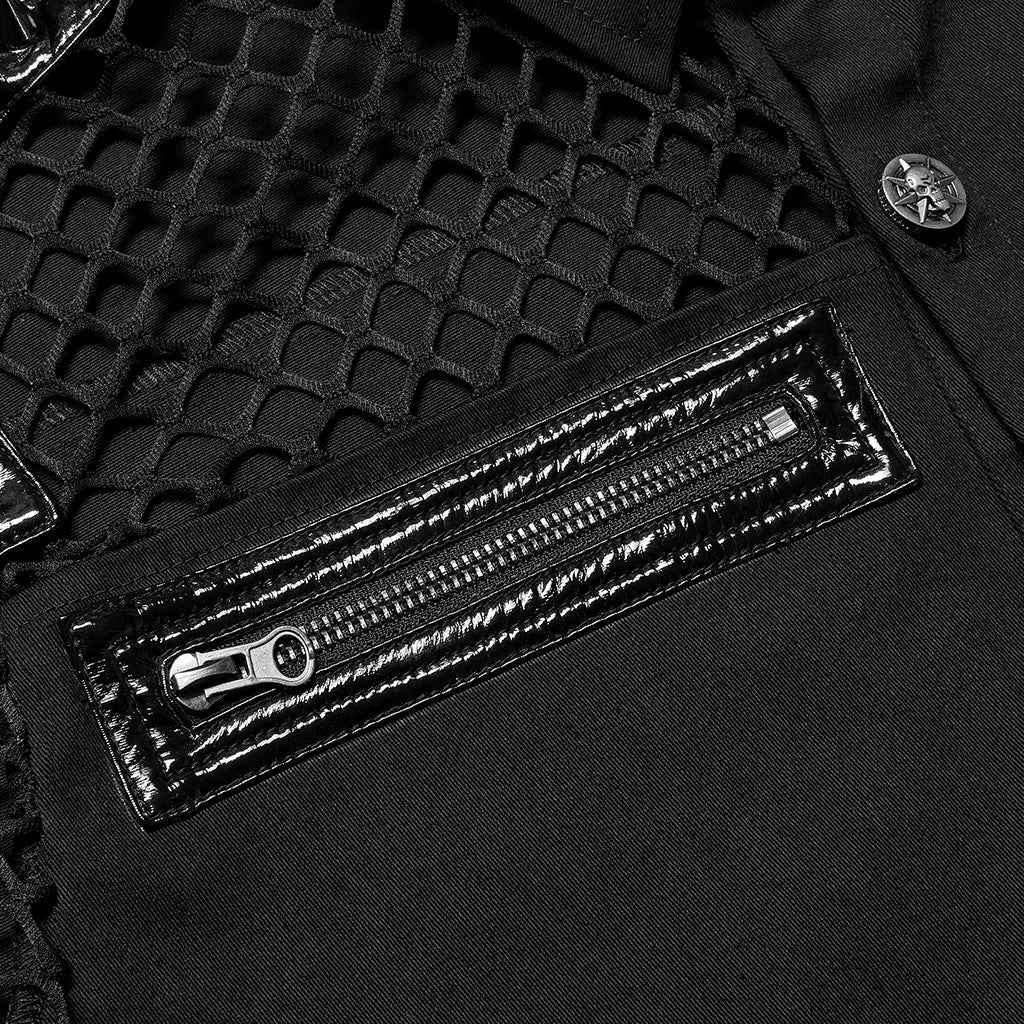 Gothic Asymmetric Black Ghost Button Shirt