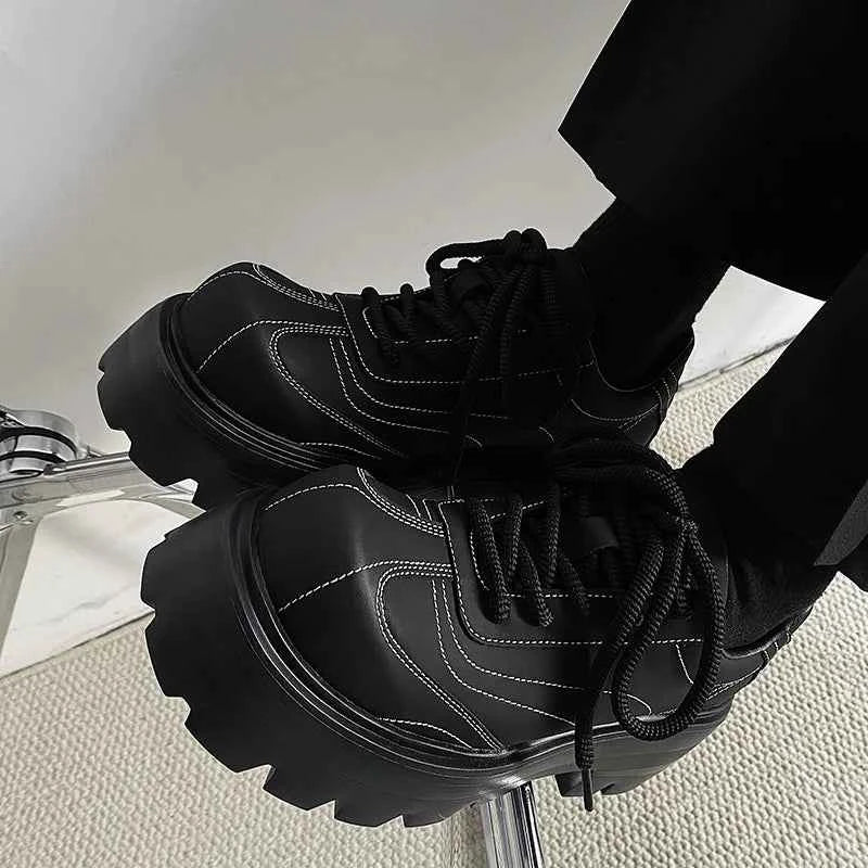 Autumn Cool Versatile Black Derby Shoes