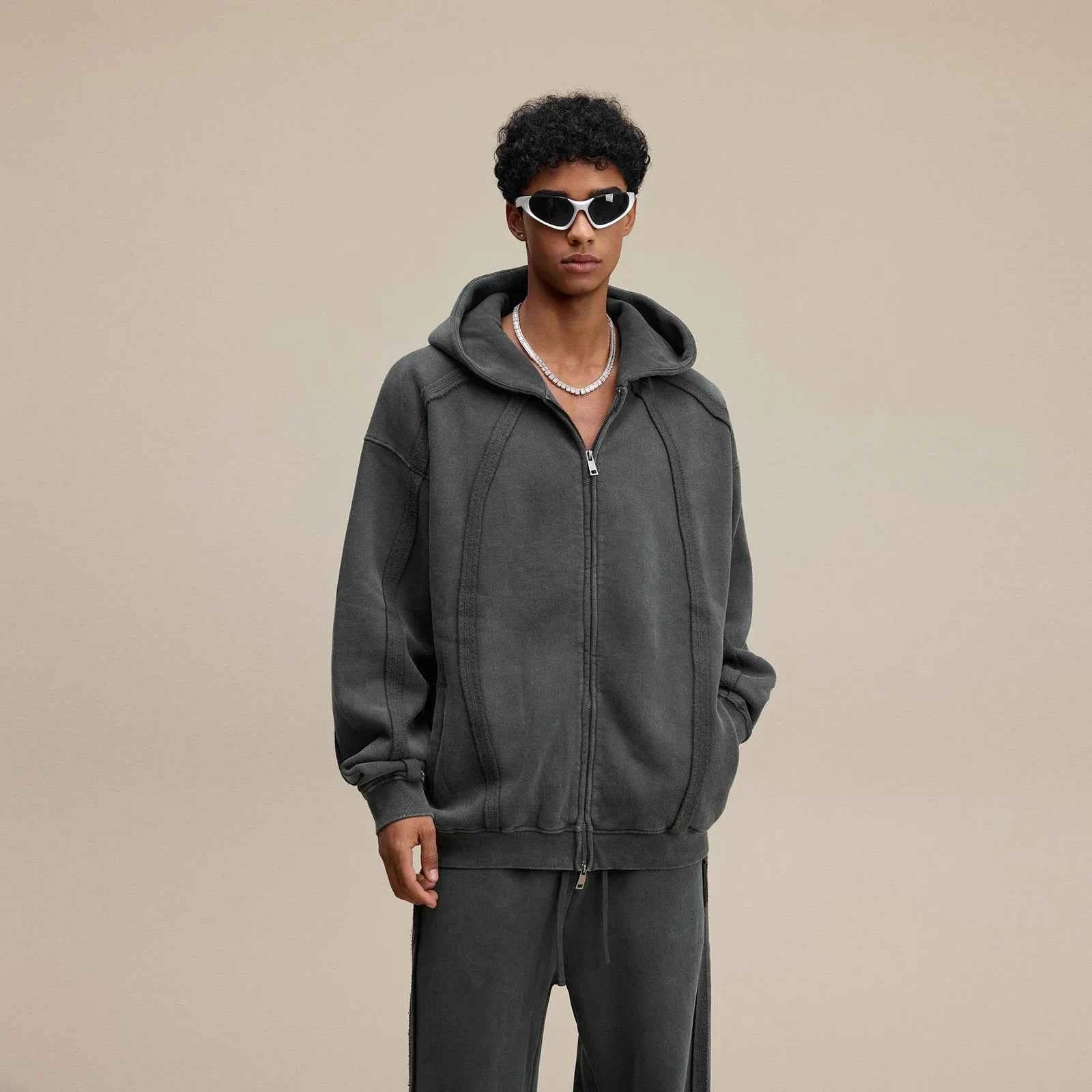Vintage Retro Fleece Zip-Up Sweatshirt