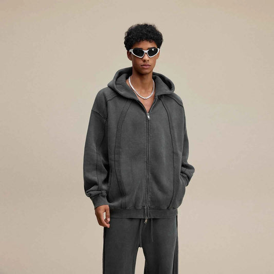 Vintage Retro Fleece Zip-Up Sweatshirt