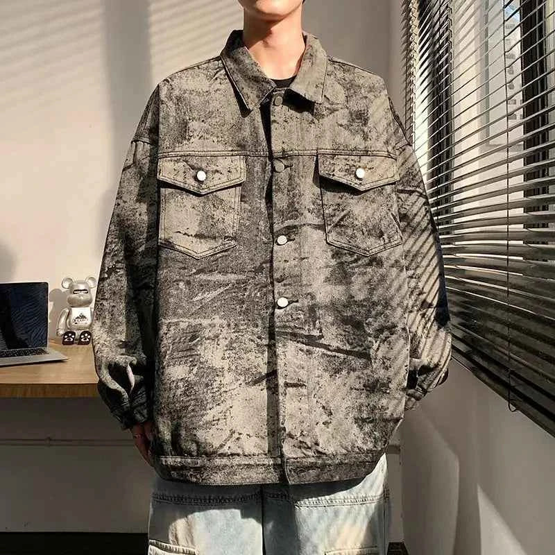 Streetwear Retro American Style Cargo Denim Jacket