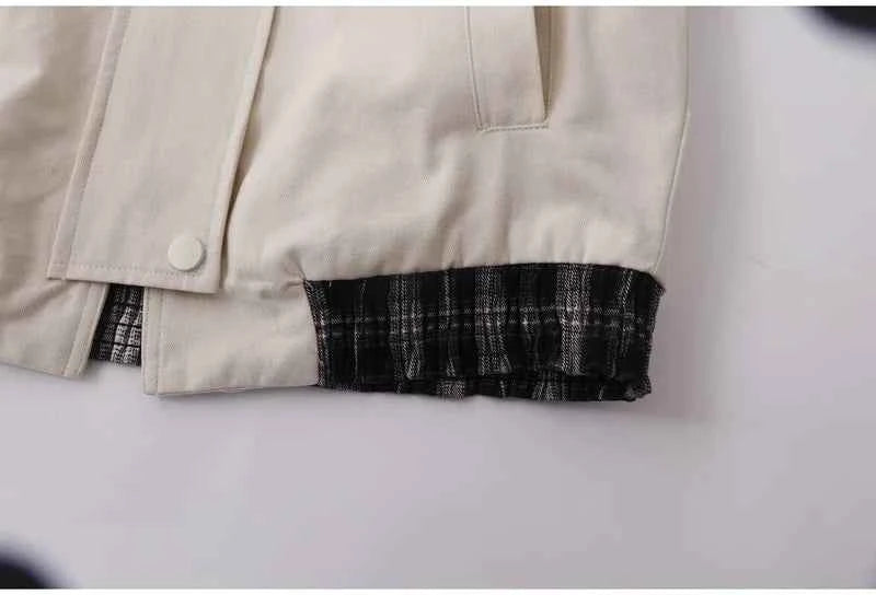 French Retro College Style Plaid Jacket