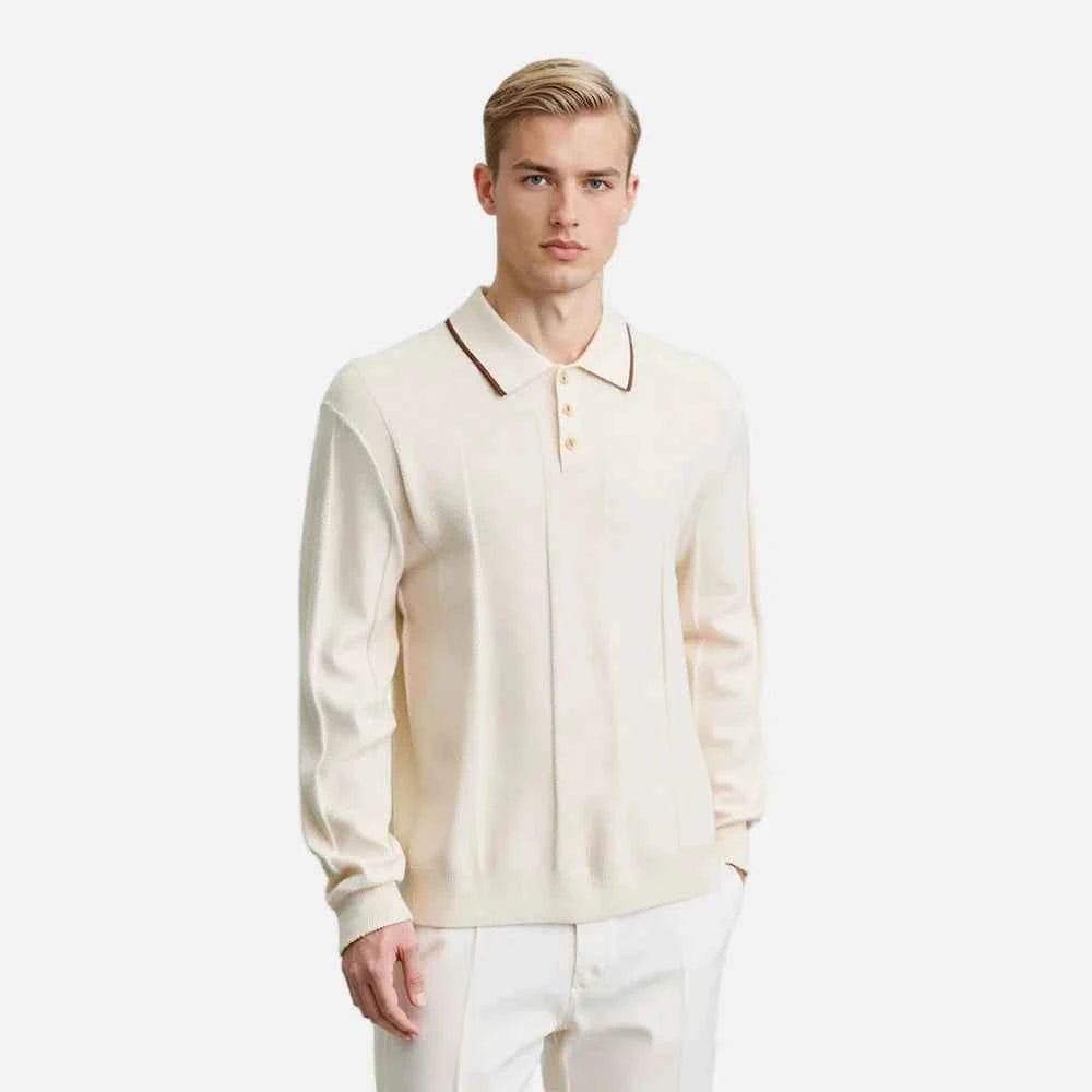 Luxury Long Sleeve Stripe Polo T-Shirt