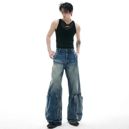 Streetwear Patchwork Wide Leg Jeans