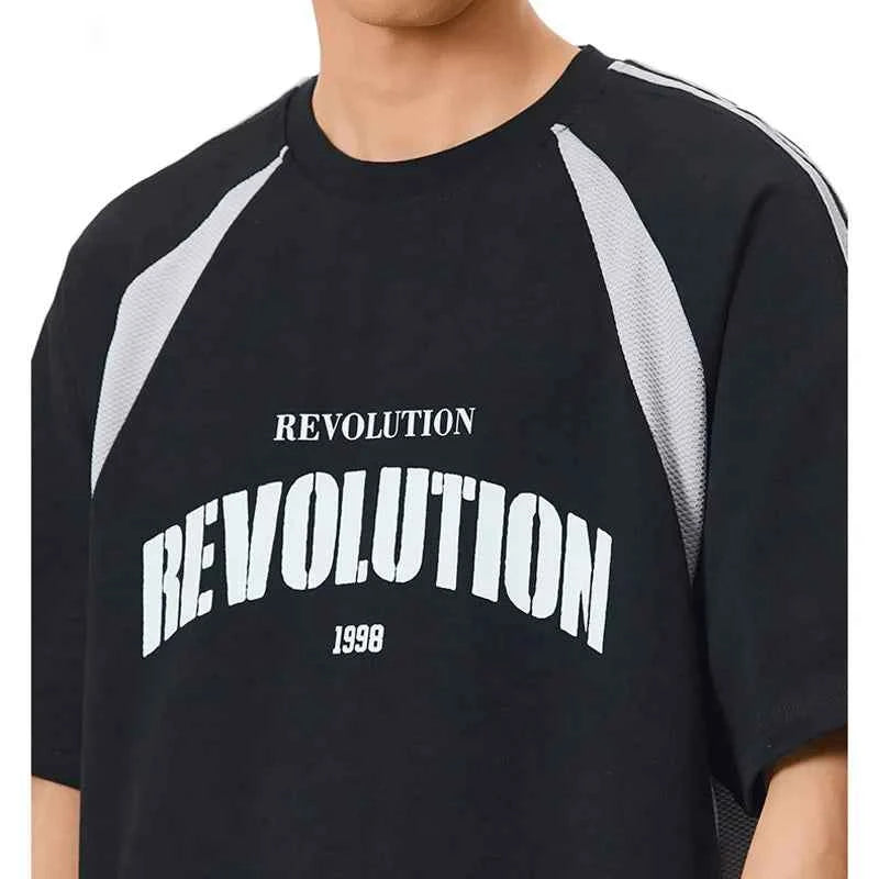 Casual Mesh Splice Printed Cityboy T-Shirt