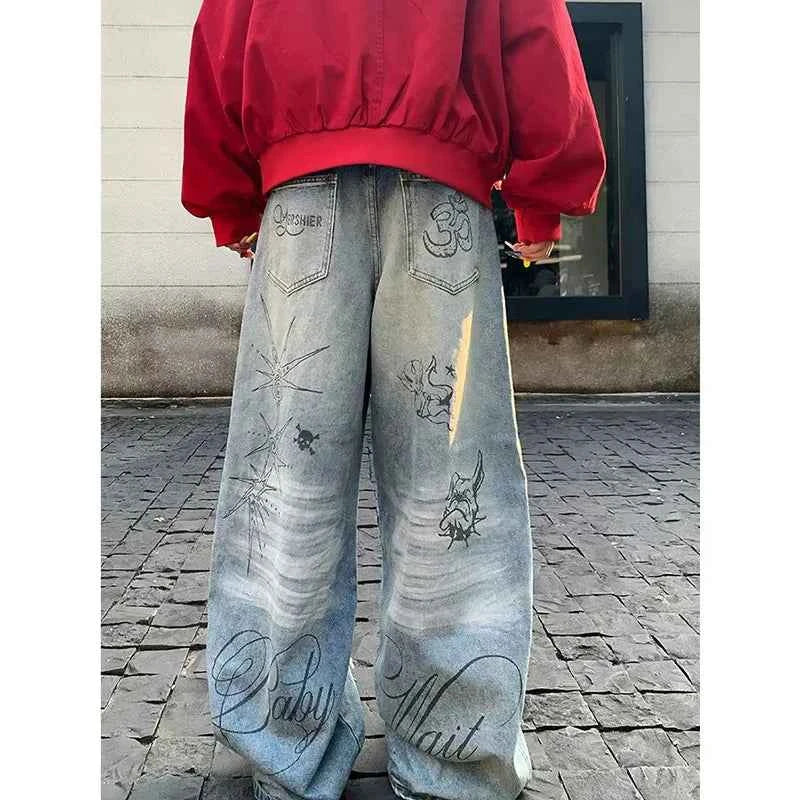 Y2K Durable Streetwear Gothic Wide Leg Jeans