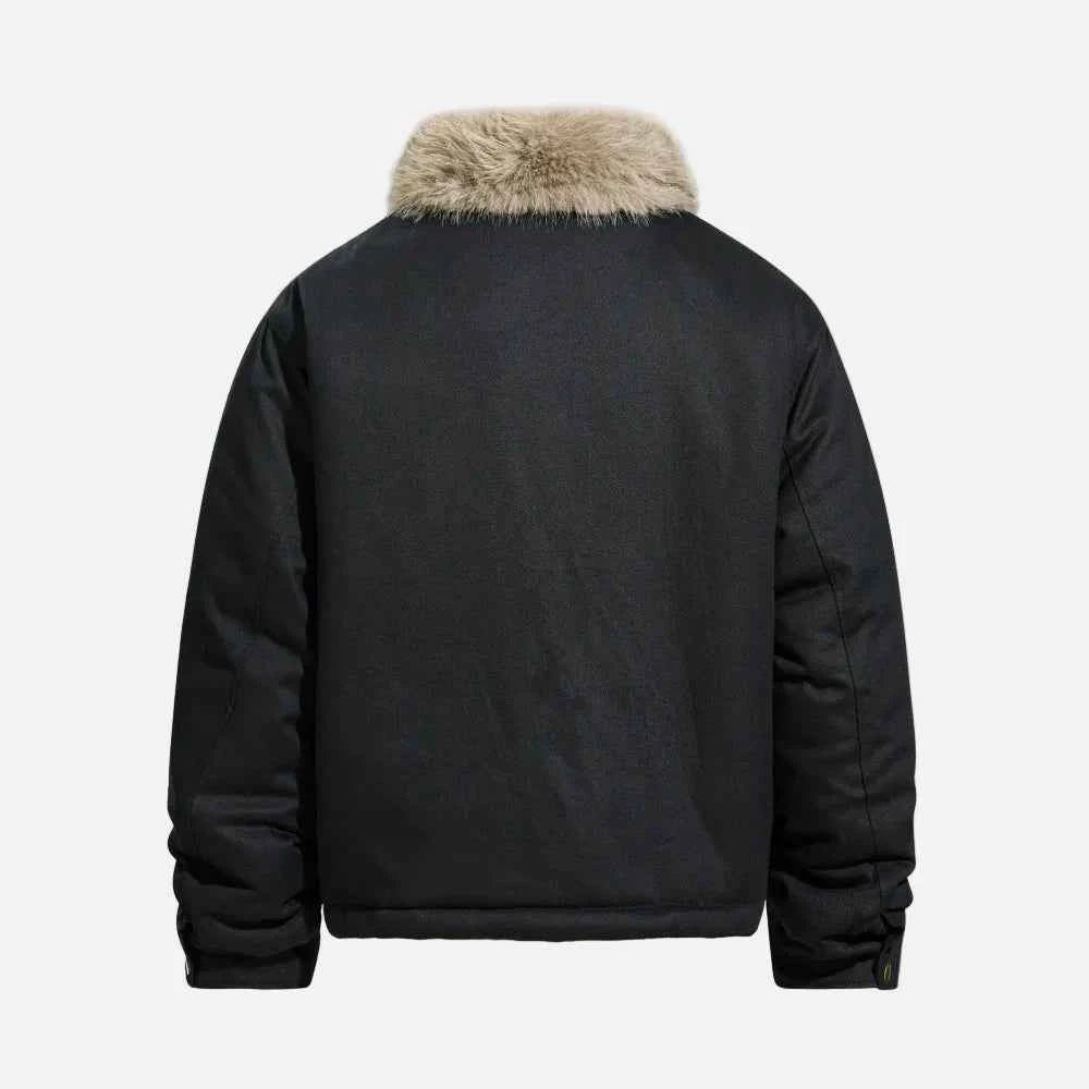 Camouflage Single Breasted Fur Collar Padded Jacket