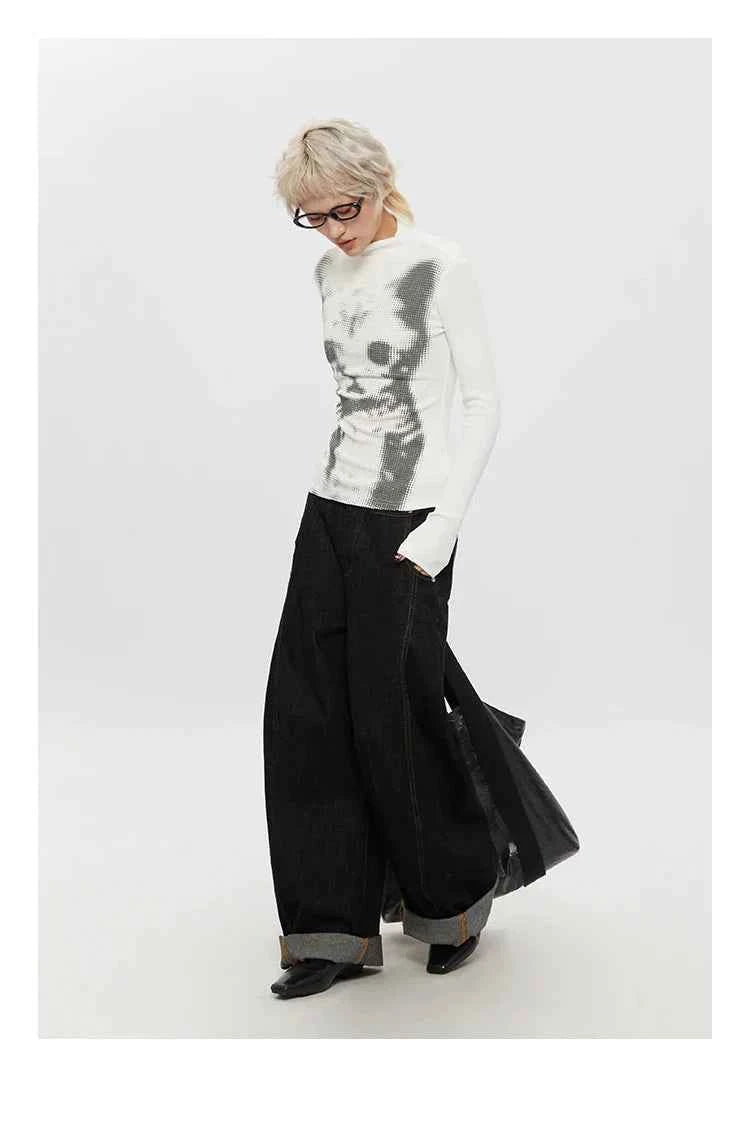 Graphic Cat Print Long Sleeve T-Shirt