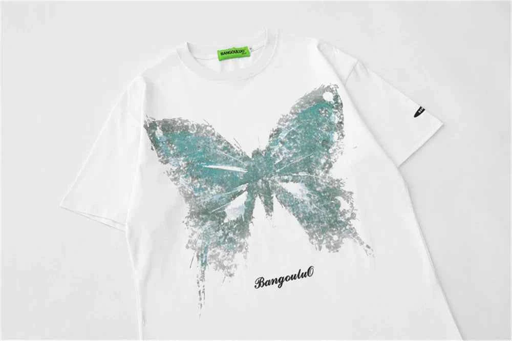 Cozy Butterfly Graphic Black Cotton T-Shirt