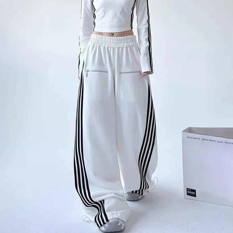 Y2K Elastic Waist Patchwork Striped SweatPants