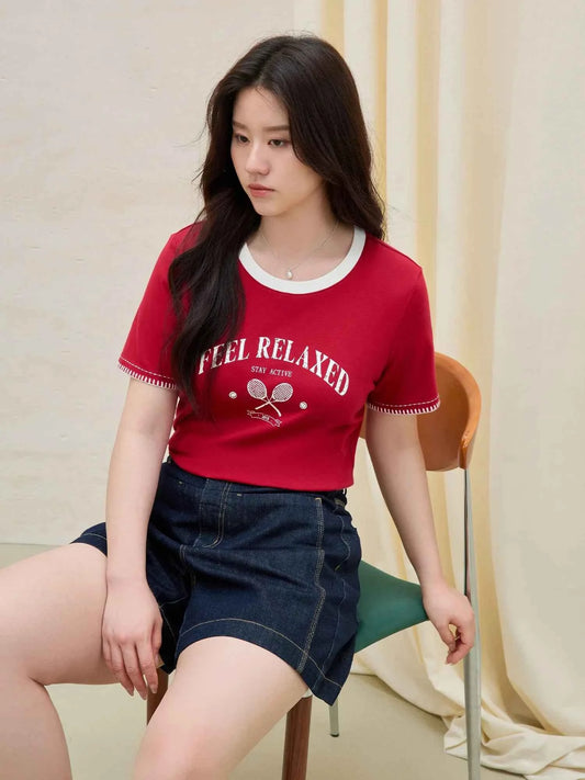 Vintage Contrast Stitch Round Neck T-Shirt